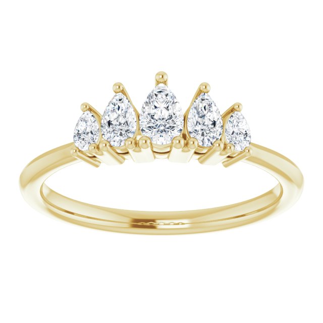 0.83 ct. Pear Cut Diamond Wedding Band 5 Stone Anniversary Ring-VIRABYANI